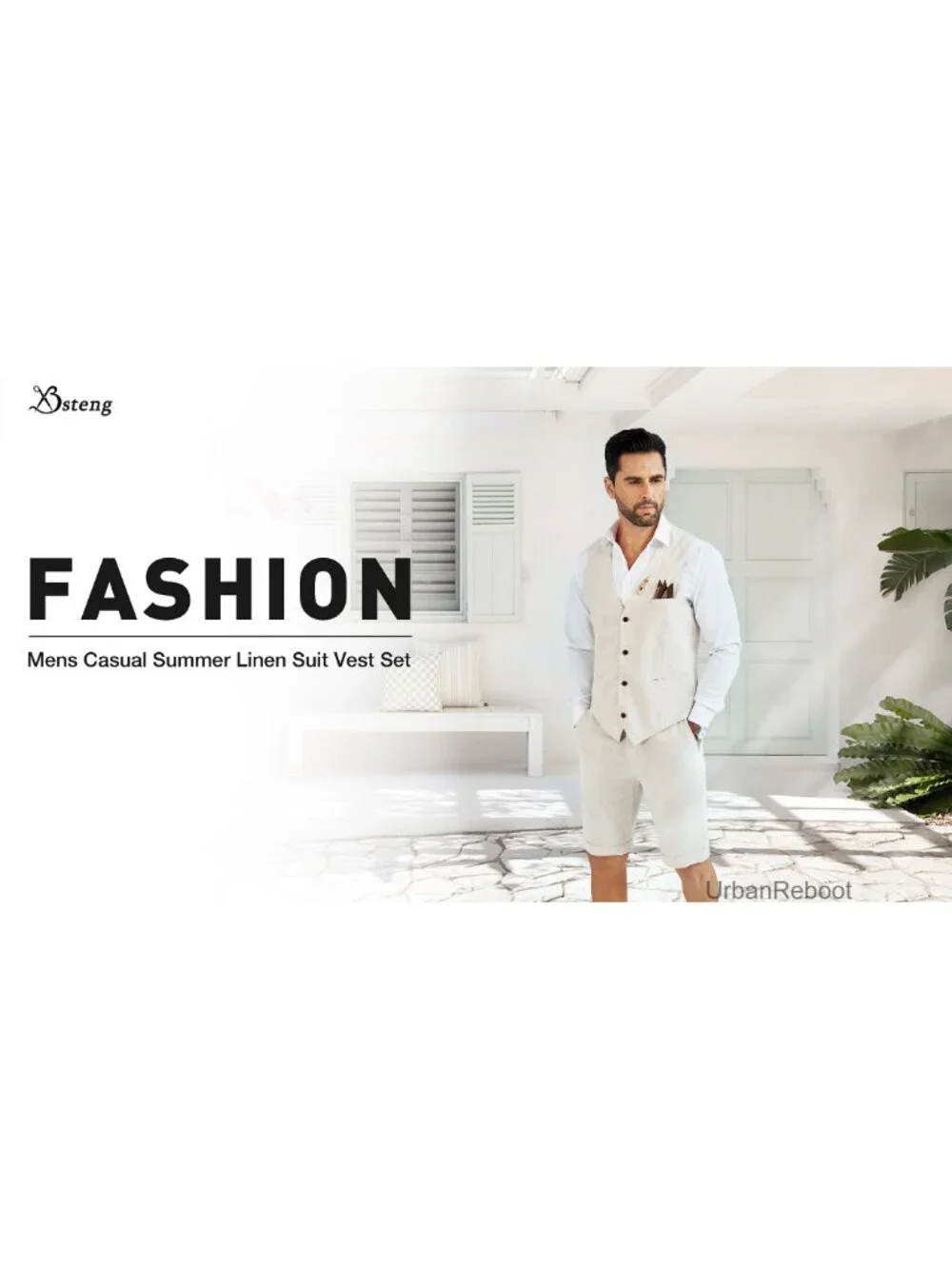 Men's 2 Piece Linen Suit Shorts Set Casual Summer Wedding